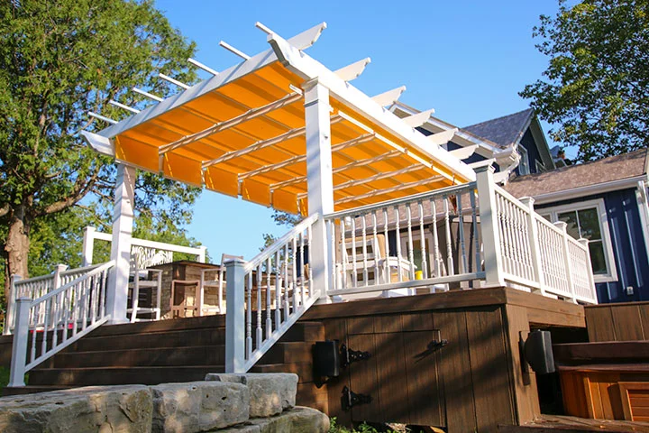 Featured image for “11 Creative Ways to Add Shade to Your Pergolas”Pergola tops come in a wide range of styles both permanent and temporary, and can add a lot of style, interest, and function to your outdoor design. If you’re wondering how to incorporate shade into the pergola that you’re building, check out these 11 pergola sun shade ideas12931:full