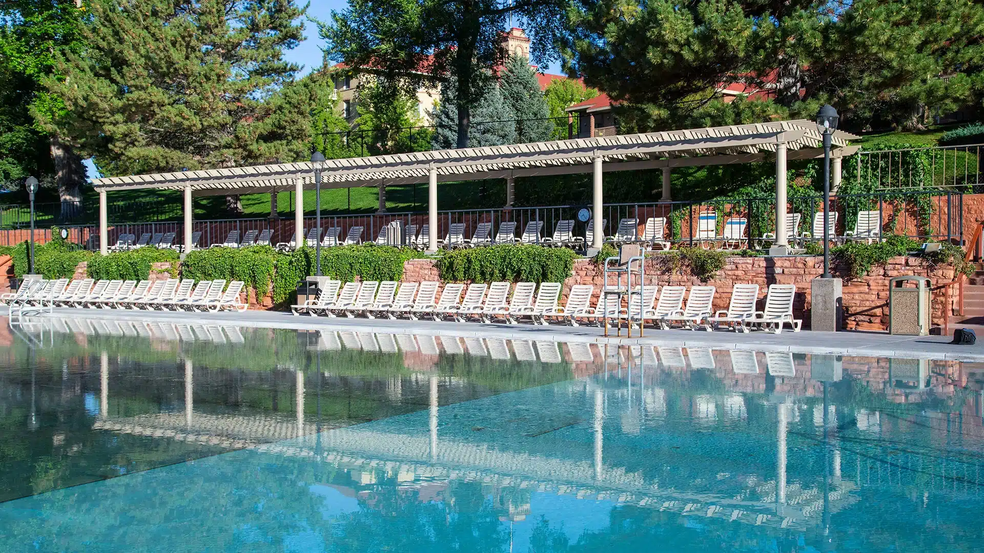 100' Commercial Trex Pergola at Glenwood Hot Springs Pool CO
