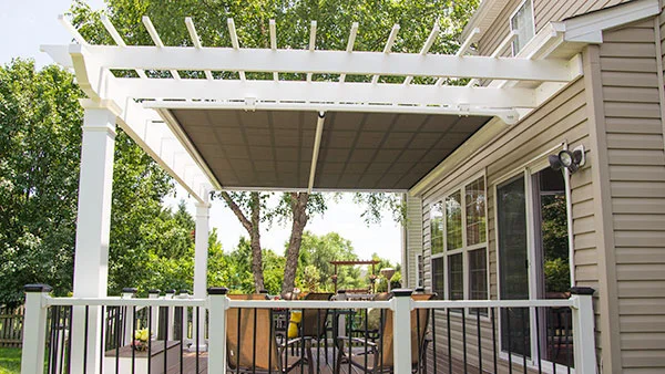 Trex Pergola with motorized shade canopy